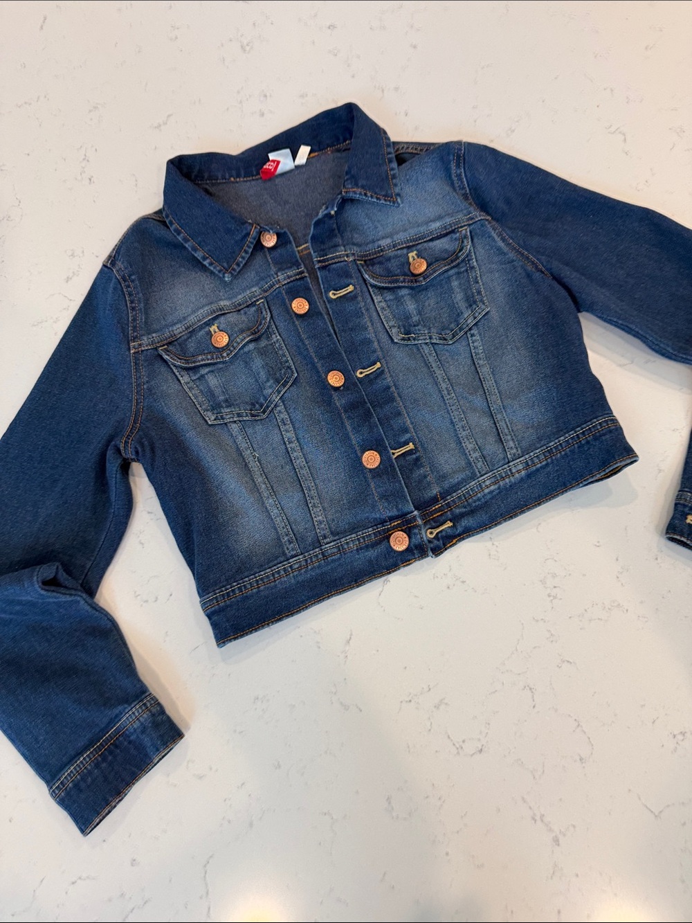 Divided Dark Blue stretch Cropped Denim Jacket